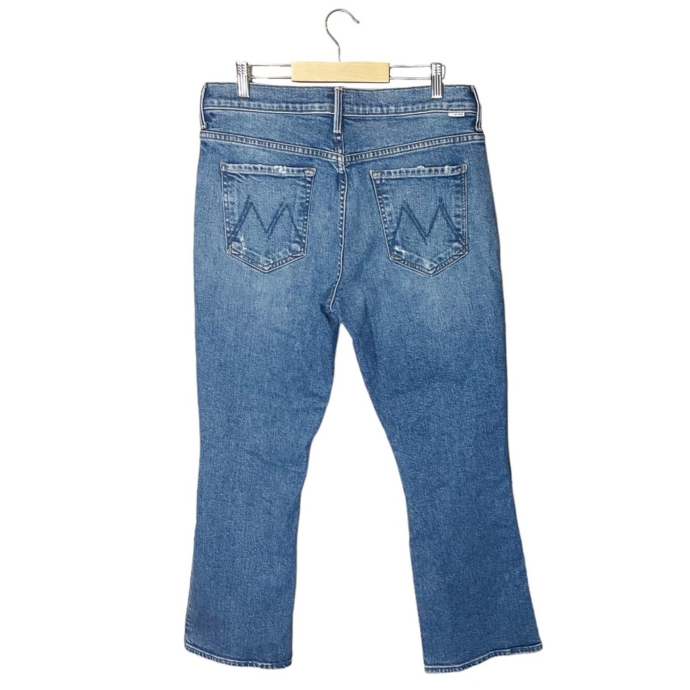 Mother The Insider Ankle Distressed Crop Bootcut Jeans Bloom and Doom - Picture 3 of 10